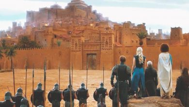 A scene from the famous American television series "Game of Thrones" at Aït Benhaddou, in Morocco.